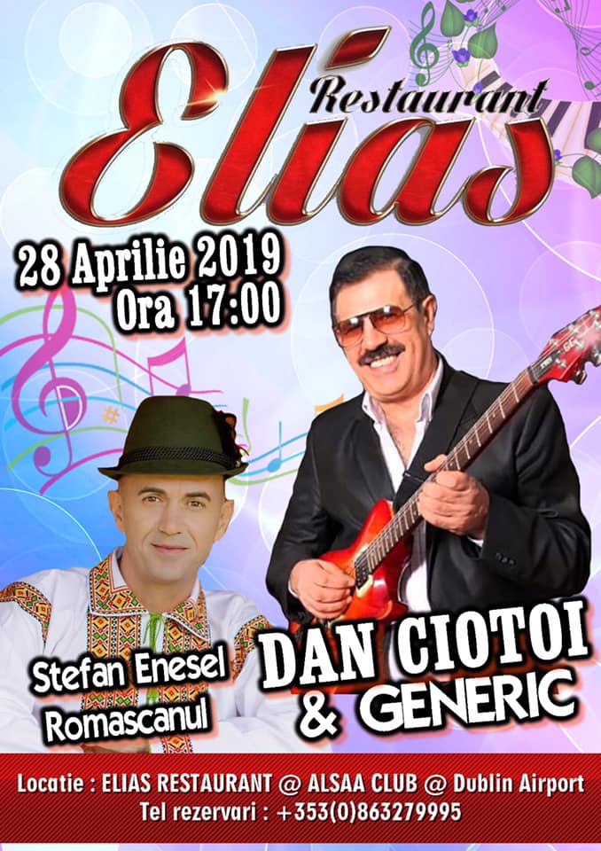 Dragi prieteni , duminica  28 Aprilie 2019, incepand cu orele 17:00, va aștept sa petrecem o seara plina de voie buna la Restaurant Elias @ Alsaa Club din Dublin !!! Locurile sunt limitate !!
